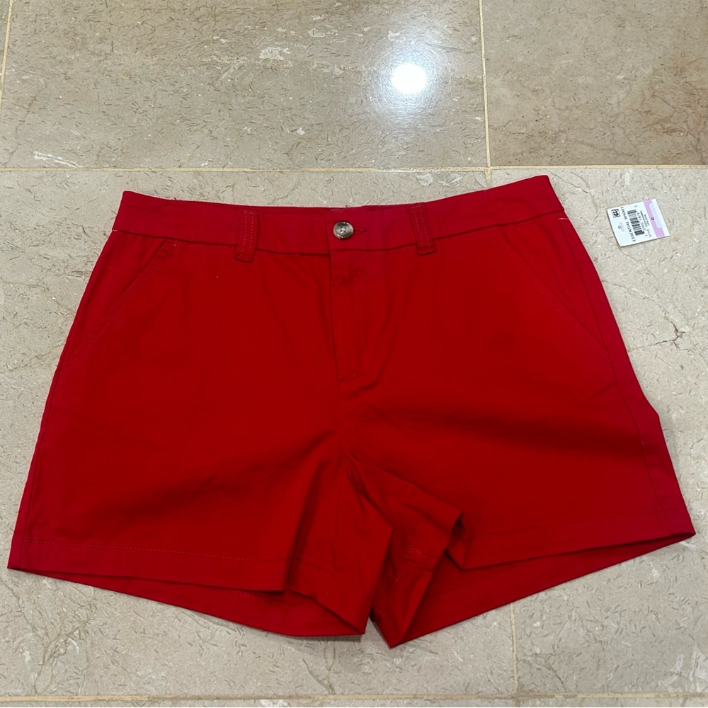Red chino shorts